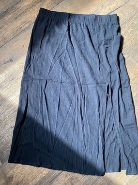 Lands' End Black Crinkle Midi Skirt 100% Cotton Plus Size 2X